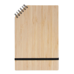 Bloc-notes avec couverture en bambou et spirale en coin A5 couleur naturel troisième vue