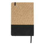 Carnet en jute et RPET avec détail coloré à la base et pages lignées couleur noir troisième vue