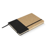 Carnet en jute et RPET avec détail coloré à la base et pages lignées couleur noir quatrière vue