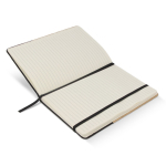 Carnet en jute et RPET avec détail coloré à la base et pages lignées couleur noir cinquième vue