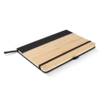 Cahier couverture en bambou avec bordure verticale et pages lignées A5 couleur noir quatrière vue