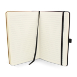 Cahier couverture en bambou avec bordure verticale et pages lignées A5 couleur noir sixième vue