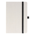Cahier en coton recyclé et RPET avec pages lignées FSC A5 couleur blanc cassé deuxième vue