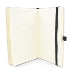 Cahier en coton recyclé et RPET avec pages lignées FSC A5 couleur blanc cassé quatrière vue