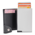 Porte-cartes en aluminium avec bouton pour sortir 6 cartes couleur argenté mat