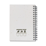 Cahier papier recyclé avec couverture à graines et pages quadrillées couleur blanc deuxième vue