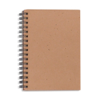 Cahier papier recyclé avec couverture à graines et pages quadrillées couleur marron clair