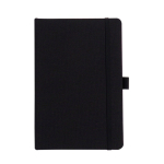 Carnet en RPET rigide avec porte-stylo et pages quadrillées A5 couleur noir deuxième vue