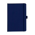Carnet en RPET rigide avec porte-stylo et pages quadrillées A5 couleur bleu foncé deuxième vue