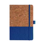 Carnet en liège et cuir vegan avec sangle élastique et lignées A5 couleur bleu ciel deuxième vue