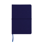 Carnet en RPET rigide avec sangle élastique horizontale A5 couleur bleu foncé deuxième vue