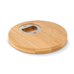 Sous-verre circulaire en bambou avec ouvre-bouteille inclus couleur naturel