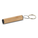 Porte-clés avec mini-lampe torche et corps en bambou pour entreprise couleur bois