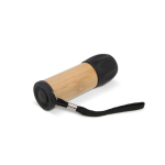 Lampe torche en bambou et plastique recyclé d'une portée de 20m couleur noir deuxième vue