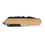 Outil multifonction en bambou 9 fonctions et anneau pour accrocher couleur noir troisième vue