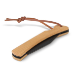 Couteau noir dans un outil pliable en bambou avec corde pour suspendre couleur noir