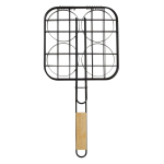 Grille avec poignée en bois pratique pour hamburgers couleur bois troisième vue