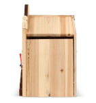 Maison en bois spéciale pour oiseaux en bois FSC couleur bois quatrière vue
