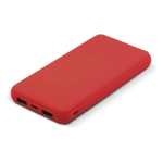Batterie externe en caoutchouc avec port USB-A et port type C 8000 mAh couleur rouge