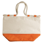 Sac en toile avec base colorée et cordons résistants couleur orange deuxième vue