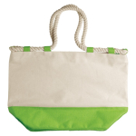 Sac en toile avec base colorée et cordons résistants couleur vert lime deuxième vue