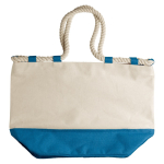 Sac en toile avec base colorée et cordons résistants couleur bleu ciel deuxième vue