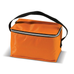 Glacière en polyester coloré avec petite poignée noire pour 6 canettes couleur orange