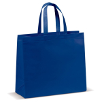 Sac en non-tissé laminé mat, plusieurs couleurs, anses assortie couleur bleu foncé