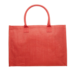 Sac en jute avec anses courtes en coton et capacité de 8 kg couleur rouge troisième vue