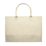 Sac en jute avec anses courtes en coton et capacité de 8 kg couleur beige deuxième vue
