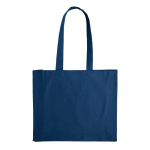 Grand sac en coton OEKO-TEX de couleurs avec soufflet 140 g/m2 couleur bleu foncé deuxième vue