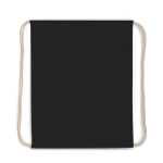 Sac à dos en coton coloré avec cordons naturels 140 g/m2 couleur noir deuxième vue