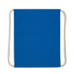 Sac à dos en coton coloré avec cordons naturels 140 g/m2 couleur bleu deuxième vue