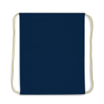 Sac à dos en coton coloré avec cordons naturels 140 g/m2 couleur bleu foncé deuxième vue