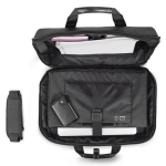 Mallette pour ordinateur portable en RPET avec bandoulière 15.6'' couleur noir quatrière vue