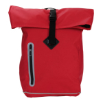 Sac à dos roll-top imperméable avec détails réfléchissants couleur rouge deuxième vue