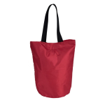 Sac pliable en polyester pour les courses avec poignées noires couleur rouge