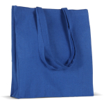 Petit sac en coton recyclé avec soufflet et poignées 140 g/m2 couleur bleu troisième vue