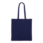 Petit sac en coton recyclé avec soufflet et poignées 140 g/m2 couleur bleu foncé deuxième vue