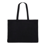 Grand sac en coton recyclé avec soufflet et poignées 140 g/m2 couleur noir deuxième vue