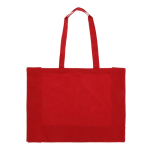Grand sac en coton recyclé avec soufflet et poignées 140 g/m2 couleur rouge deuxième vue