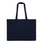 Grand sac en coton recyclé avec soufflet et poignées 140 g/m2 couleur bleu foncé deuxième vue