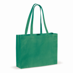 Grand sac en coton recyclé avec soufflet et poignées 140 g/m2 couleur vert foncé