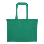 Grand sac en coton recyclé avec soufflet et poignées 140 g/m2 couleur vert foncé deuxième vue