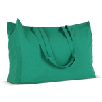 Grand sac en coton recyclé avec soufflet et poignées 140 g/m2 couleur vert foncé troisième vue
