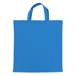 Sac de courses OEKO-TEX coloré avec poignées courtes 140 g/m2 couleur bleu deuxième vue
