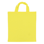 Sac de courses OEKO-TEX coloré avec poignées courtes 140 g/m2 couleur jaune deuxième vue