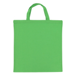 Sac de courses OEKO-TEX coloré avec poignées courtes 140 g/m2 couleur vert lime deuxième vue