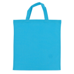 Sac de courses OEKO-TEX coloré avec poignées courtes 140 g/m2 couleur bleu ciel deuxième vue