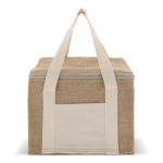 Sac glacière en jute et coton avec poignées pour 6 canettes couleur beige deuxième vue